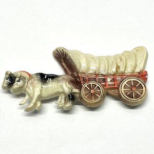 Vintage Plastic Covered Wagon Brooch Pin